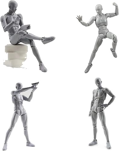 Miniatura 5 de gnallang Figuras de acción modelo de PVC color gris con caja de dibujo para artistas mujer  hombre