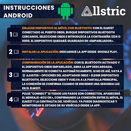 Miniatura 8 de Allstric Obd2 Diagnosis Coche Multimarca. Elm 327 Lector Y Herramienta De Análisis Y Diagnostico. Obd2 Bluetooth Obd Original Para Escaner. Maquina Diagnosis Coche De Fallos Y Errores.