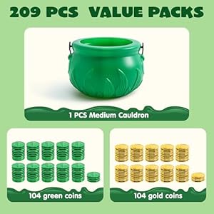 Joyin208stpatricksdayluckyleprechaunplasticcoinsand1largegreencauldronwithhandlesaintpatrickspotofgoldpartysupplies Urban Country Home Decor Joyin 208 st patricks day lucky leprechaun plastic coins and 1 large green cauldron with handle saint patricks pot of gold party supplies urban country home decor