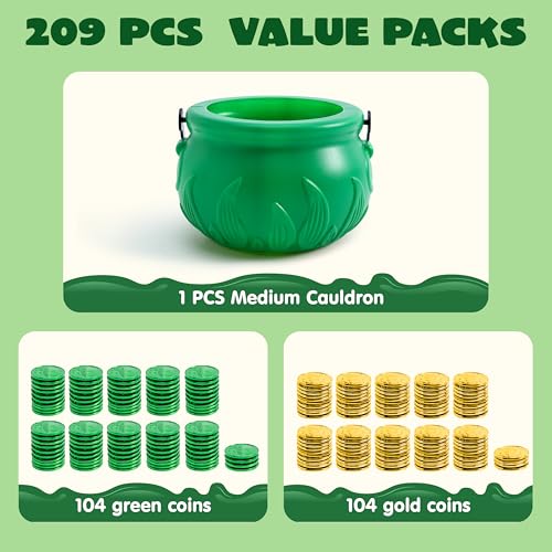 Joyin208stpatricksdayluckyleprechaunplasticcoinsand1largegreencauldronwithhandlesaintpatrickspotofgoldpartysupplies Urban Country Home Decor Joyin 208 st patricks day lucky leprechaun plastic coins and 1 large green cauldron with handle saint patricks pot of gold party supplies urban country home decor