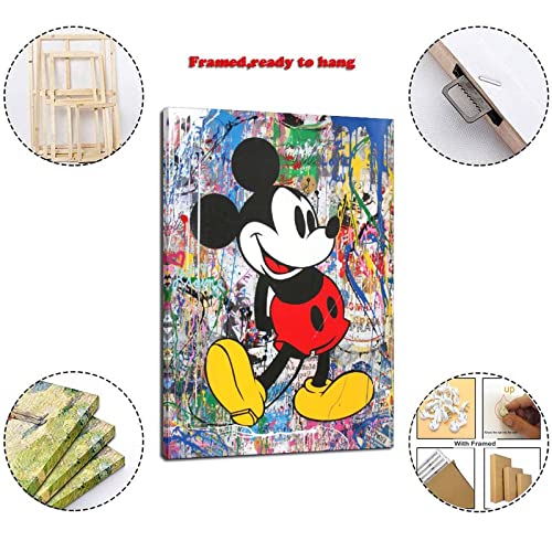 Ifunew Banksy Graffiti Street Art Mickey Poster Decorative Painting Canvas Wall Art Living Room Posters Bedroom Painting 16X24Inch(40X60Cm) #TOP1