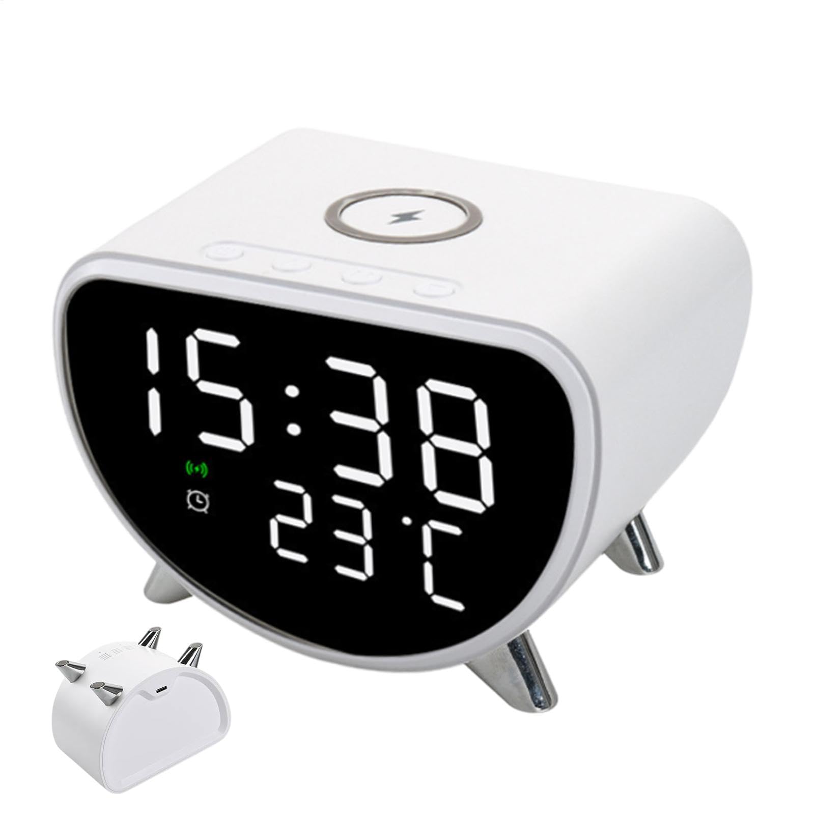 Despertador digital de diseño compacto con carga rápida inalámbrica estable 1