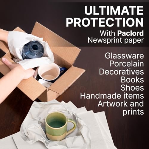 Paclord Newsprint Packing Paper Sheets, 25" x 18", Eco-Friendly, Non-Toxic, American Quality Safe, 140 Sheets - Made in USA Newsprint Paper, Unwaxed, Uncoated - Bulk Pack - Thumbnail 4