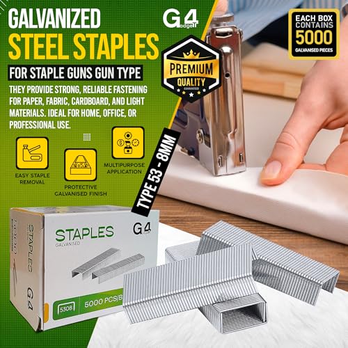 G4GADGET 5000 x 53/8 Heavy Duty Staples - 53/8mm Staples for Staple Guns and Heavy Duty Staplers, Office & Upholstery Supplies 2 G4GADGET 5000 x 53/8 Heavy Duty Staples - 53/8mm Staples for Staple Guns and Heavy Duty Staplers, Office & Upholstery Supplies - Image 2
