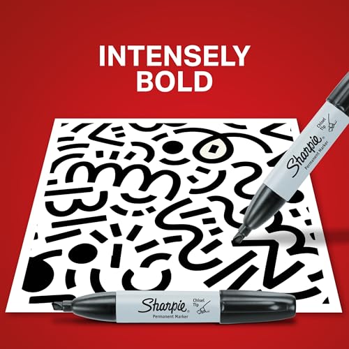 Image of Sharpie Permanent Markers, Chisel Tip, Red, 12 Count