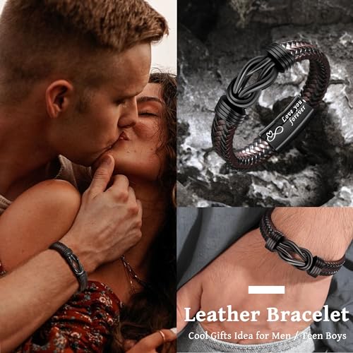 Inspirational Gifts for Men Morse Code Bracelets Mens Bracelets Graduation Gifts for Him Fathers Day Adjustable Leather Bracelet Motivational Birthday Annivesary Jewelry Stocking Stuffers for Men