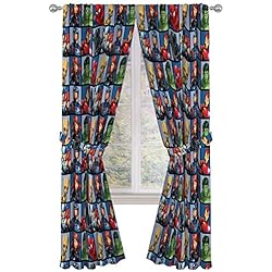 Jay Franco Marvel Avengers Team 84´´ inch Drapes 4 Piece Set - Beautiful Room Décor & Easy Set up - Window Curtains Include 2 Panels & 2 Tiebacks (Official Marvel Product)