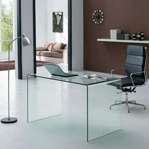 Scrivania in vetro OFFICE GLASSY – Design moderno ed elegante, perfetta per ufficio e studio, struttura resistente e raffinata (100 cm)