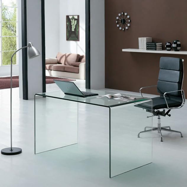 Scrivania in vetro OFFICE GLASSY – Design moderno ed elegante, perfetta per ufficio e studio, struttura resistente e raffinata (100 cm)