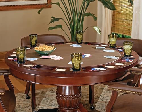 Stevesilvercompanytournament51x51traditionalroundfauxleatherwoodpokergametablecasterschairswithpedestalbaseremovabletoppokerchipsanddrinksholdersincherryblackfinish Urban Country Home Decor Steve silver company tournament 51 x 51 traditional round faux leather wood poker game table casters chairs with pedestal base removable top poker chips and drinks holders in cherry black finish urban country home decor