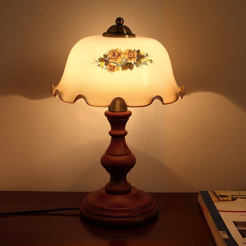 Lampa stołowa Drewno szkło nocne lampy stołowe retro pasterskie lampy standingowe Nadaje się do salonu sypialni biuro wystrój