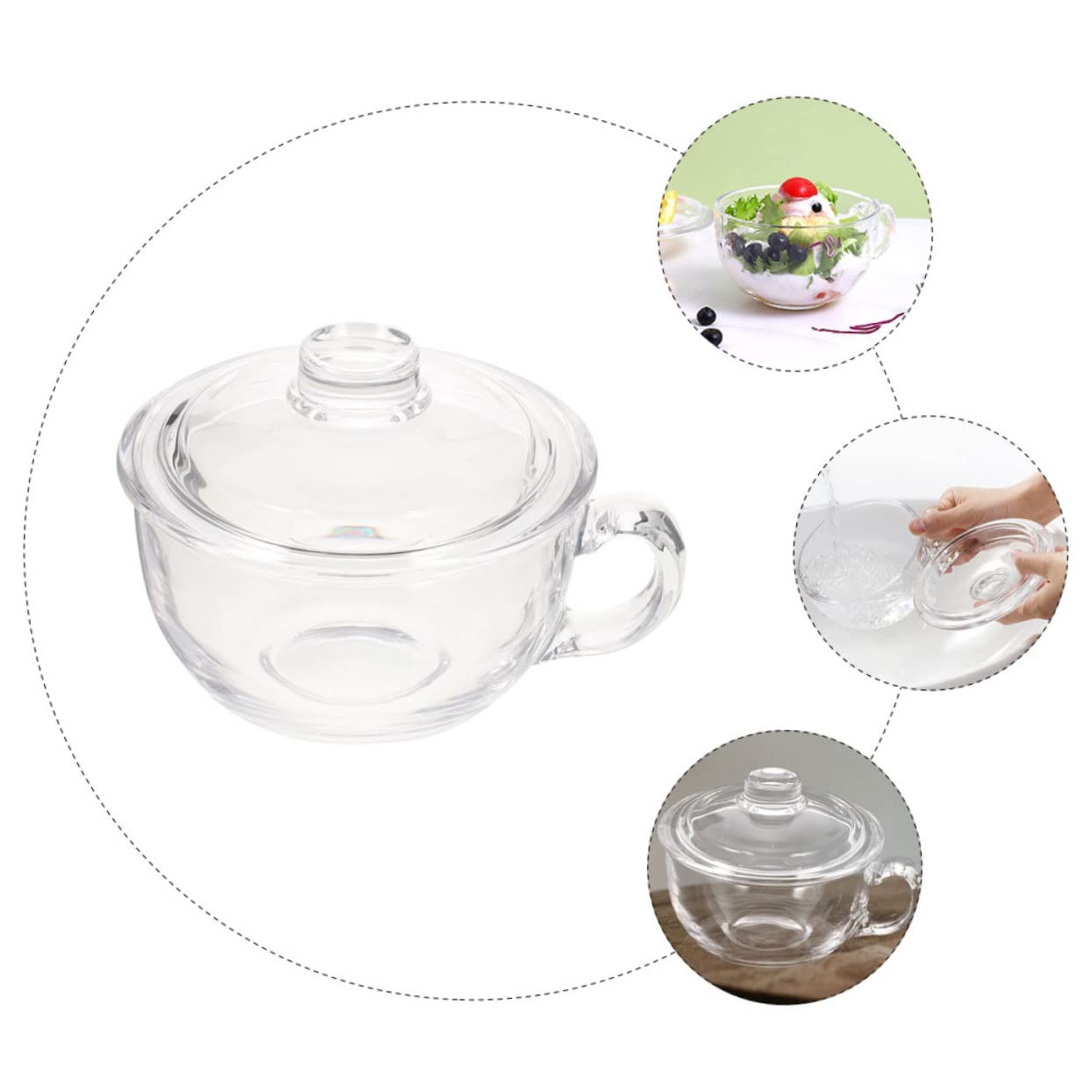 COLLBATH Tazón de Leche de Vidrio Tazón de Avena de Cocina para Desayuno Transparente para Usar la Cocina para Cereales Sopa y Fideos