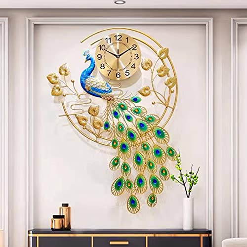 Fmtad Large Peacock Wall Clock Non-Ticking Silent, Creative Decorative Peacock Clock 3D Luxury Mid Century Big Peacock Wall Clocks For Living Room Bedroom Dining Room Decor #TOP7