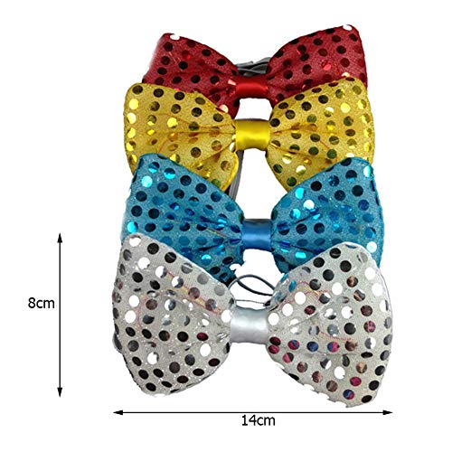 Gravata borboleta de lantejoulas luminosas de LED com modos piscando, acessório de fantasia para fes