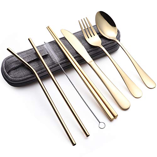 Portable Stainless Steel Flatware Set, Travel Camping Cutlery Set, Portable Utensil Travel Silverware