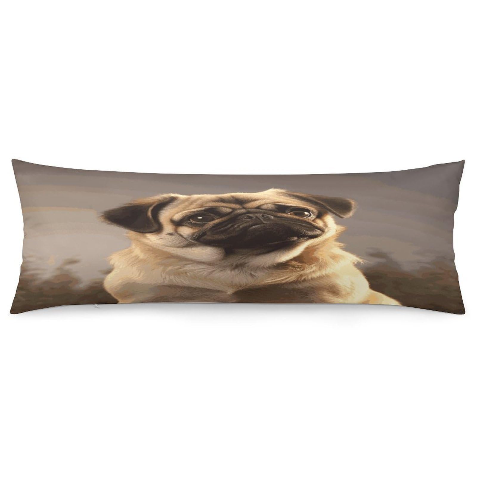 Cute Pug Dog Body Pillow Cover Luxury Long Body Pillow Pillowcase with Hidden Zipper Breathable Soft Cozy Pillow Case Wrinkle Fade Resistant Pillowcase 20''×54''