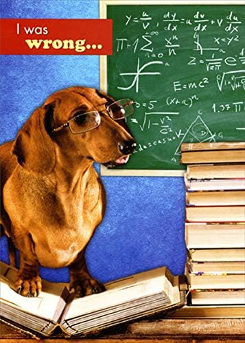 Designer Greetings Dachshund with Books and Mathematic Equations Funny/Humorous I'm Sorry Card