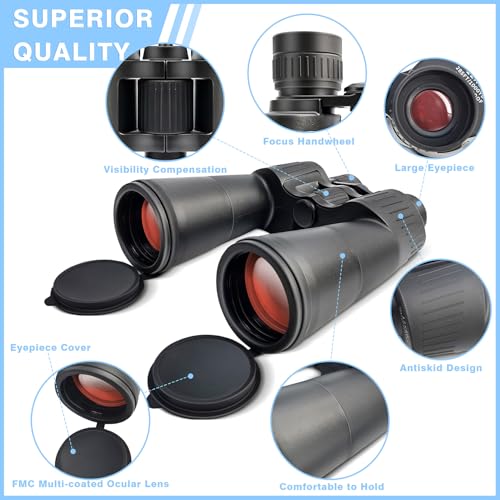 Image of UHD 12x60 Stargazing Long Range Binoculars Waterproof with Clear Vision BAK4 Prism Lens&Adapter,Fogproof Zoom High Powered Binocular Gift for Adults Moon Watching Bird Watching Scenery Wildlife View