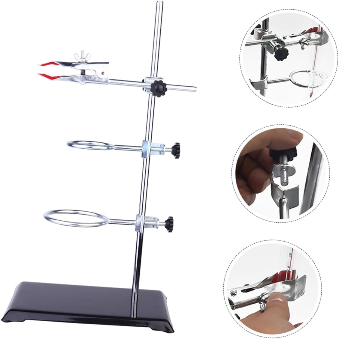 Stainless Steel Lab Stand Clamp Ring Clamp Table Rod for Beaker Test Tube Holder Random Color