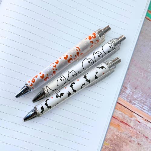Set de 12 bolígrafos gel negro con diseños de Halloween miniatura 5