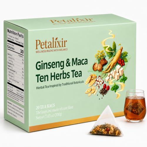Petalixir Ginseng & Maca 10-Herb Kidney Tea, Herbal Energy for Men & Women - image 1