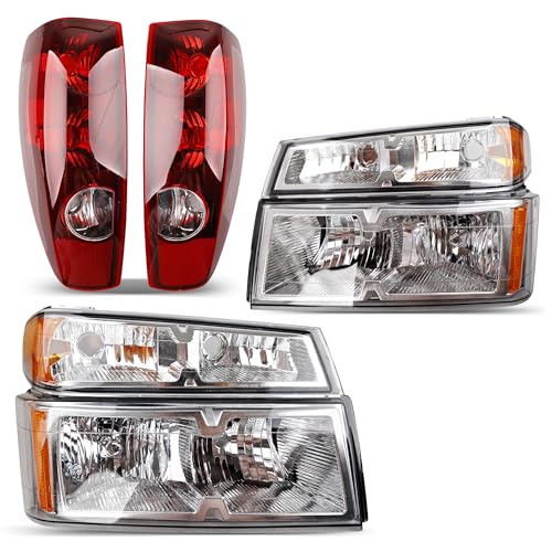 Misakomo Headlights Tail Lights Combo Compatible with 2004-2012 Chevy Colorado/GMC Canyon 2006-2008 Isuzu I-Series - Headlamp Taillight Replace GM2502234 GM2503234 and GM2801164 GM2800164