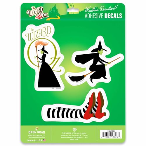 The Wizard of Oz Wicked Witch Adhesive Vinyl Decals - Nostalgic Set of Wicked Witch Stickers, 1 Pack (3 Count)