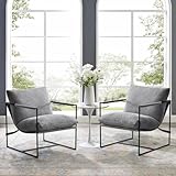 Furnilivng Large Sling Accent Chair Set of 2, Comfortable Boucle Fabric Arm Chair, Upholstered Cozy...
