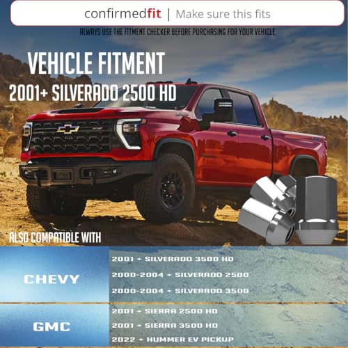Image of Wheel Accessories Parts 32 Pcs M14x1.5 14x1.5 Thread OEM Style Lug Nuts 1.77 inch Long Chrome 7 /8 inch 22mm Hex Fits Chevy GMC Silverado Sierra 2500 HD 3500 HD GM 9596070 | 611-236