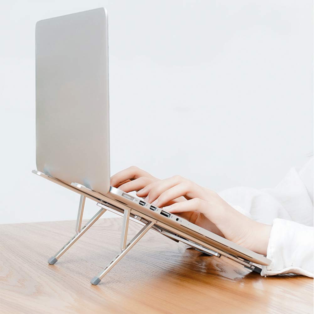 Supporto per Laptop, Supporto per Laptop Regolabile in Alluminio a 5 Angoli per scrivania Supporto per Monitor Multifunzione Pieghevole Portatile Compatibile con Tutti i Laptop