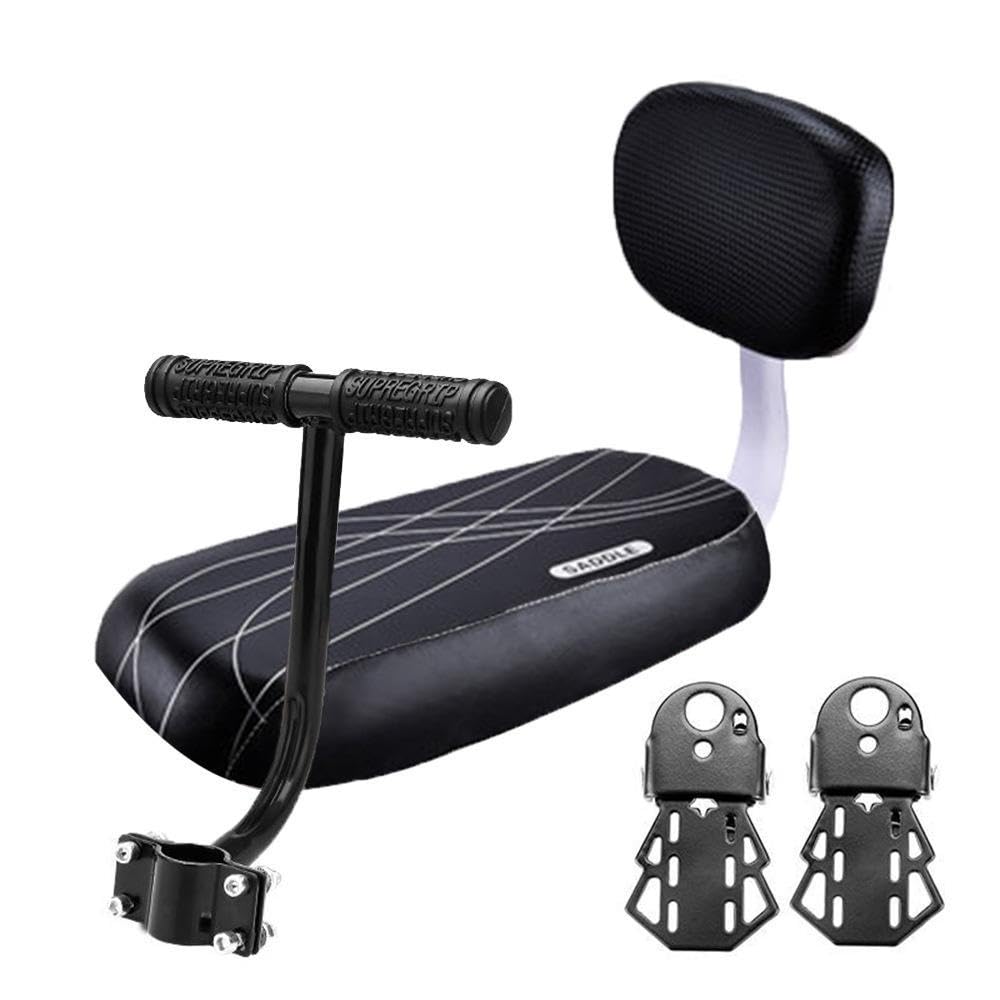 Seggiolino da bicicletta per bambini con schienale, impermeabile, in pelle PU, ad alta resistenza, spugna spessa, sicuro e confortevole, universale per più modelli di biciclette, attrezzatura