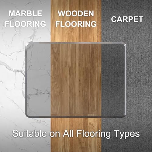 Image of MESAILUP Beveled Edge Office Chair Mat for Carpet or Hardwood Floor Crystal Grey 48 inch x 60 inch Clear Chair Mats for Easy Roll On /Off, Hard Heavy Duty and Non-Slip Pad Floor Ultimate Desk Chair Mat