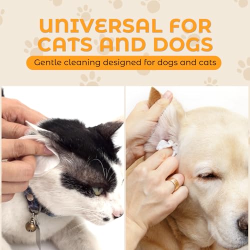 Image of Dog Ear Cleaner Wipes,Cats Dogs Ear Wipes,Debris - Soothes & Relieves Ear Itching,All Natural Ingredients,Safe & Gentle Ear Wipes for Dogs & Cats., white