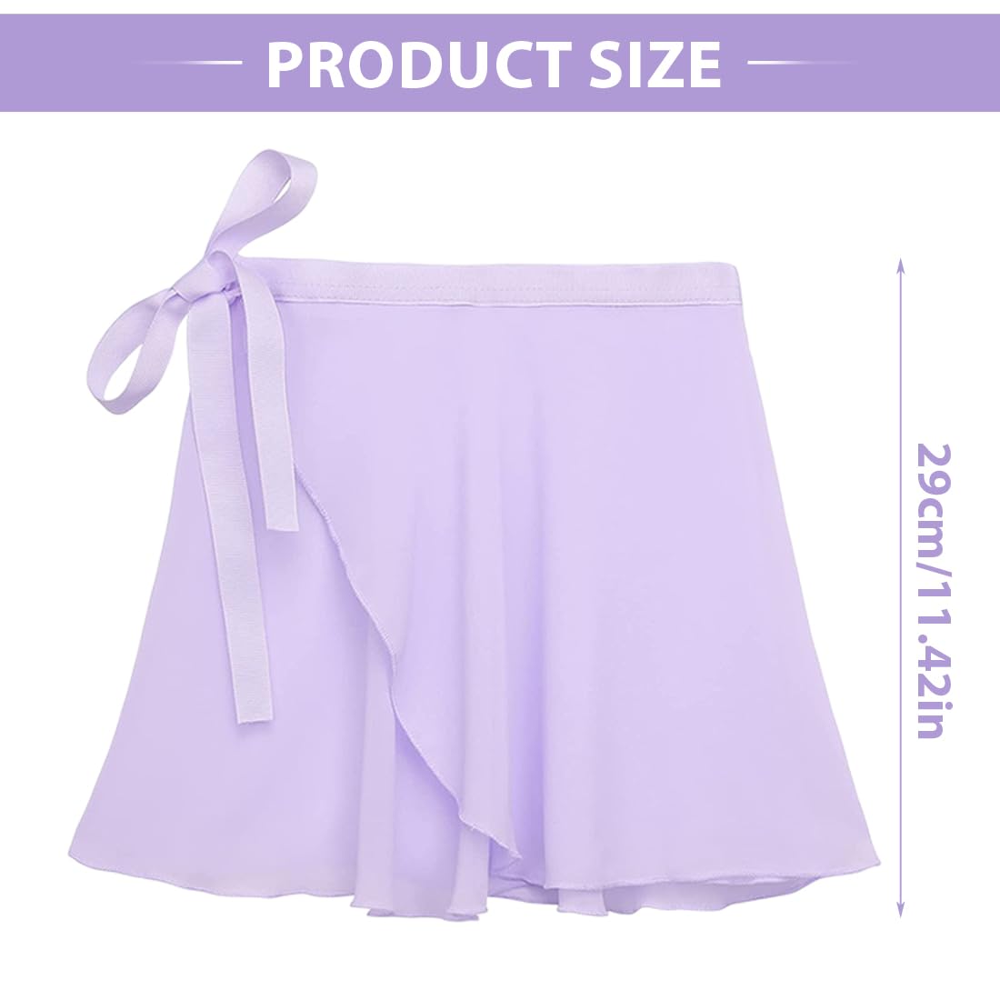 Falda de Ballet niña Chiffon transpirable suave cintura ajustable morado gimnasia