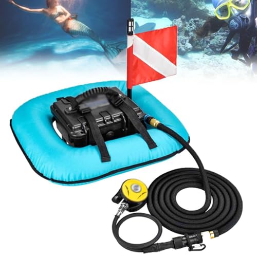 Ventilador de buceo, sistemas de buceo con tanque de buceo, 60-70 min, Hookah Air Buddy, sistemas de respiración subacuática, 52 l/min, dispositivo de respiración pulmonar portátil Blue-1Battery