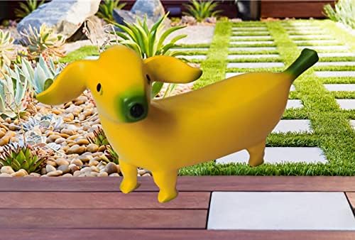 Tellme Banana Dog Statue, Creative Garden Art Gnomes Sculpture, Whimsical Resin Ornaments, Cute Dog Decor for Balcony, Yard, Room, Office, Home, Funny Housewarming Gifts. (1 PC)