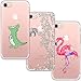 Produktbild [3 Stück] iPhone 7 Hülle, iPhone 8 Hülle, Blossom01 Cute Funny Kreative Cartoon Transparent Silikon Bumper für iPhone 7 / 8 - Krokodil & Elefant Blumen & Flamingo