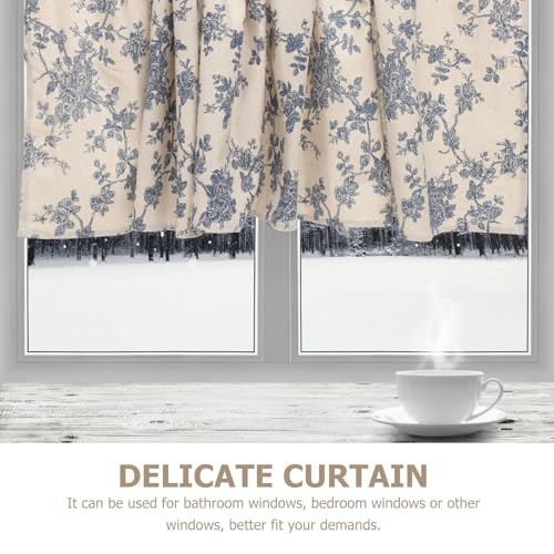 Cortinas cortas de algodón azul floral: adiós miradas, más luz y aire 4