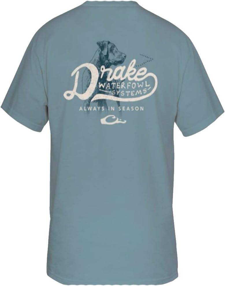 Drake Waterfowl Always in Season Lab Short Sleeve Tee-Ice Blue-XXXL
