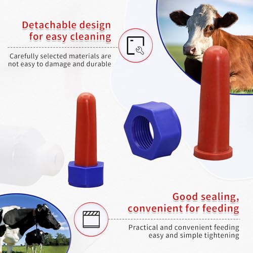 2PCS 500ml Calf Nursing Feeder Bottle with Rubber Nipple Milk Feeder,Farm Goat Calf Sheep Milk Feeder Livestock Tools - Thumbnail 4