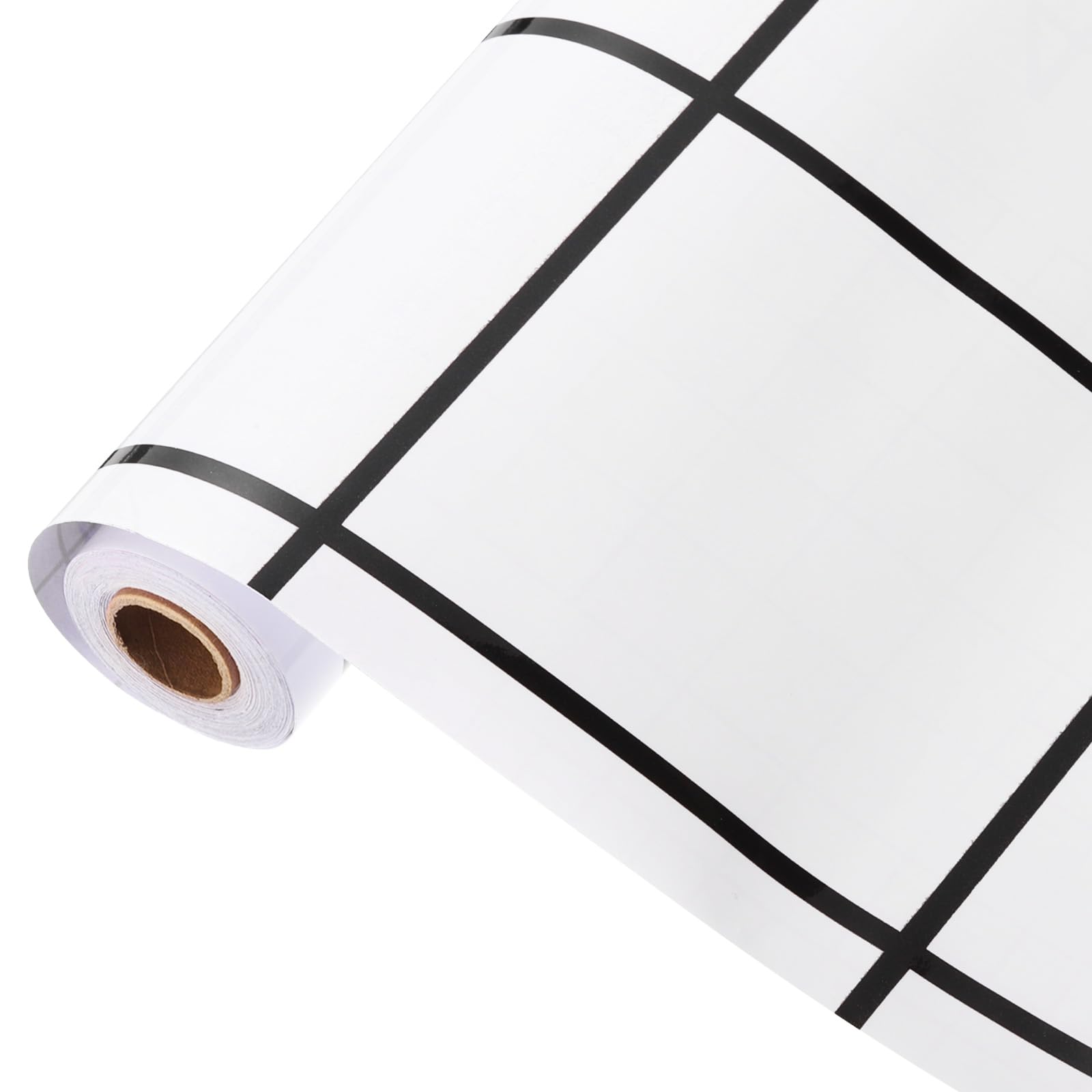 uxcell White Checkered Wallpaper 23.6" x 394" Glossy Self-Adhesive Plaid Wallpaper Waterproof Peel and Stick Countertops for Home Kitchen Countertop Cabinet Bathroom