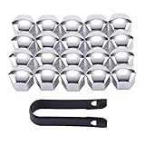 1 x Abziehhaken AllRight 20 Stück 17mm Chrom Kappen für Radbolzen Kappen-Set Radschraubenkappen Radkappen inkl. Abzieher