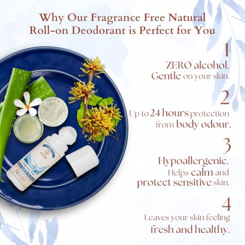 Image of 100% Natural Roll On Deodorant | 24 Hours Body Odour Protection | Fragrance Free Formula | ZERO Alcohol | For Men & Women | 75 ml
