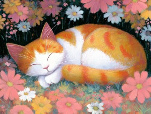 大人のための数字油絵キット DIY オレンジ色の猫 油絵セット 30x40cm アクリル絵の具 筆 ブラシ/フレームレス癒し ストレス解消 趣味 プレゼント- 集中力とリラックス効果、インテリアとして、贈り物に最適、脳トレにも、デコレーション、簡単、人気、