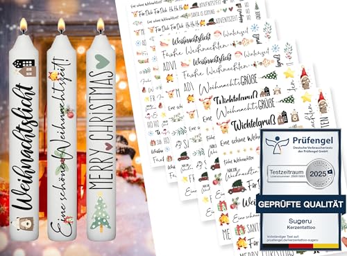 Sugeru 6 PCS Kerzentattoos Weihnachten (200+ Muster) - DIN...