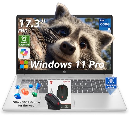 Image of HP 17.3 Business Laptop, Intel 10-Core i5 1334U (Beats i7-1255u), 64GB RAM 2TB SSD, 17 inch FHD(1920 x 1080) 250Nits Display, Backlit Keyboard, Fingerprint Reader, Windows 11 Pro