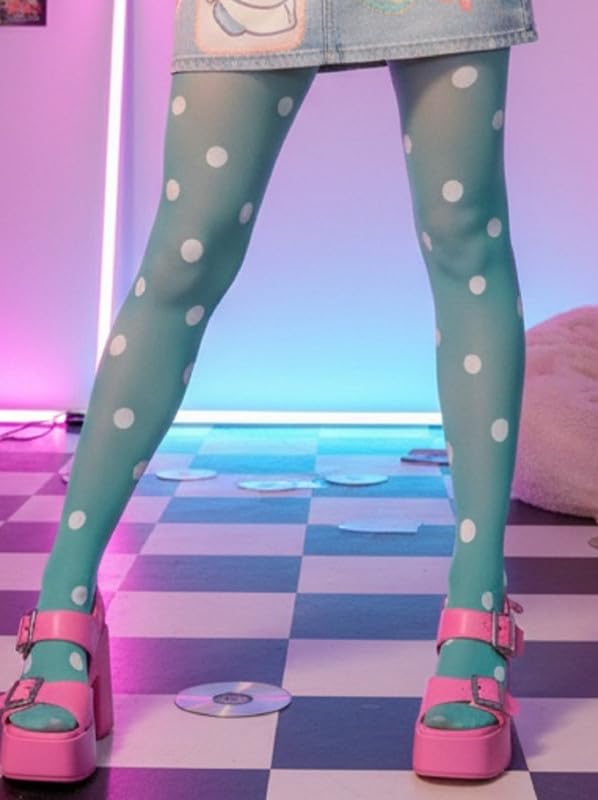 Image of Vintage 60s Printed Funky Tights for Women Y2K Tie Dye Mesh Pantyhose Skinny Body Shaping Leggings Streetwear