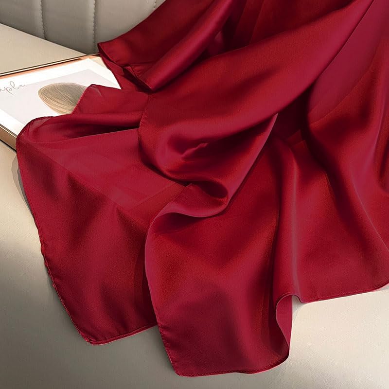 Long Silk Feeling Satin Scarf Smooth Lightweight Sunscreen Satin Shawls Wrap Headscarf for Women - Image 4