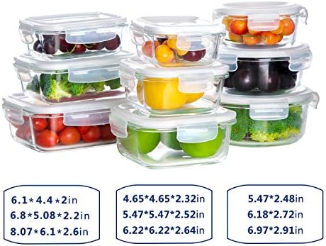 Bayco Glass Storage Containers with Lids, 9 Sets, Meal Prep Airtight Food Storage Containers for Food Storage with Lids - Leak Proof - Thumbnail 5