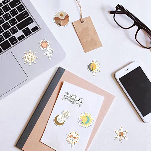 Sun Stickers |50Pcs Sun and Flowers Waterproof Vinyl Decals for Water Bottles Laptop Luggage Cup Computer Mobile Phone Skateboard Décor - Thumbnail 6